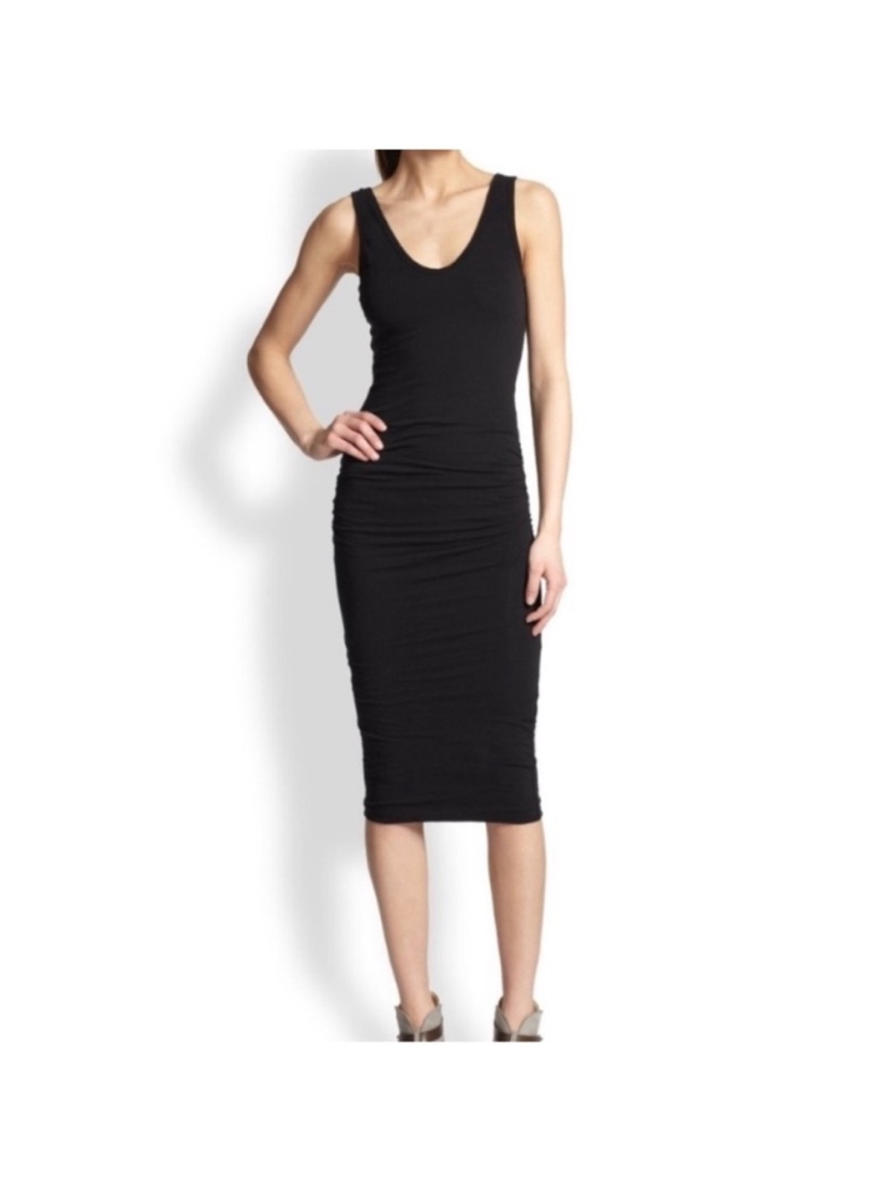 James Perse Standard V-Neck Ruched Dress - Sz 1